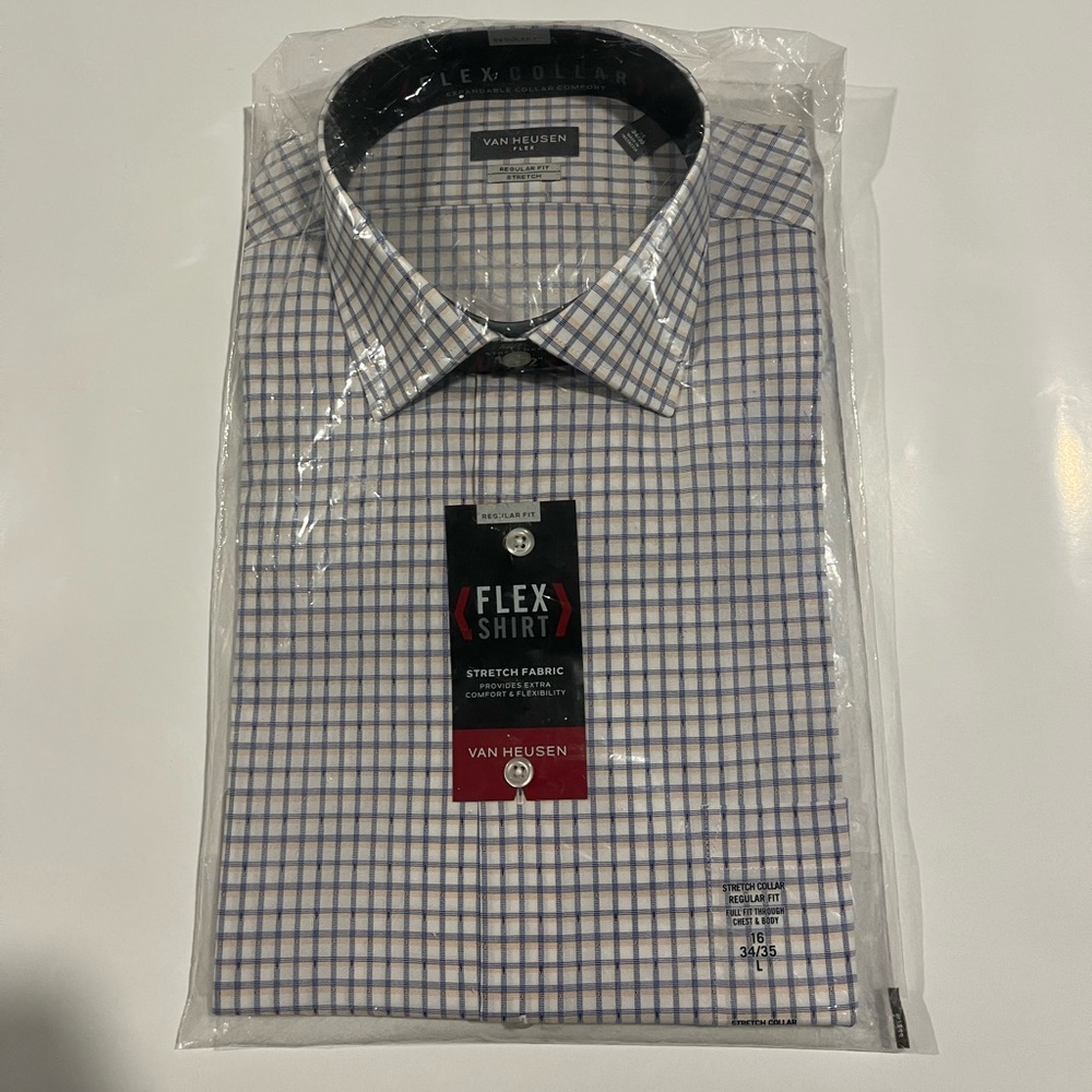 Men’s Van Heusen Regular-Fit Flex Spread-Collar Dress Shirt 16 34/35 L